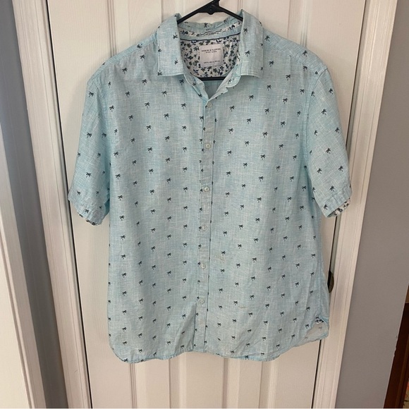 Denim & Flower Other - Denim & Flower Sky Blue Palm Tree Shirt‎ Preppy Palm Trees Beach Wear Spring